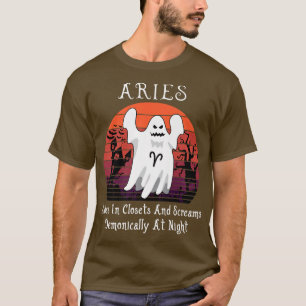 Camiseta El Rótulo Retro Ghost Zodiac Aries Funny Costo de 