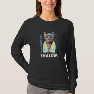 Camiseta El sabbat judío Shalom Cute gato con Kippah
