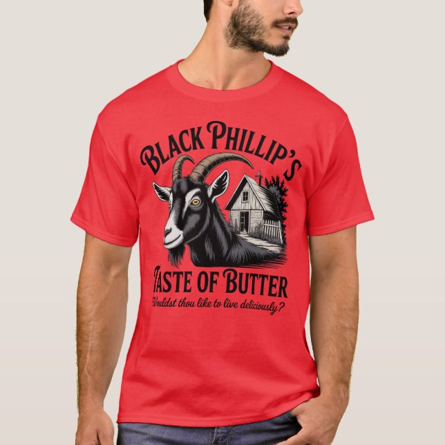 Camiseta El sabor a mantequilla de Phillip negro (Anverso)