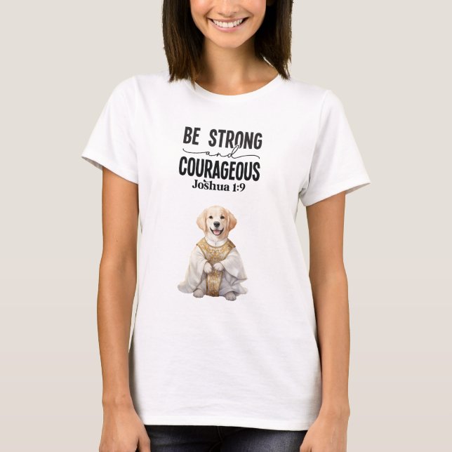 Camiseta El sacerdote Golden Retriever es fuerte y valiente (Anverso)
