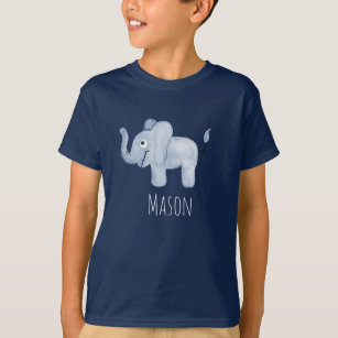 Camiseta El Safari del Elefante Azul del Niño con nombre