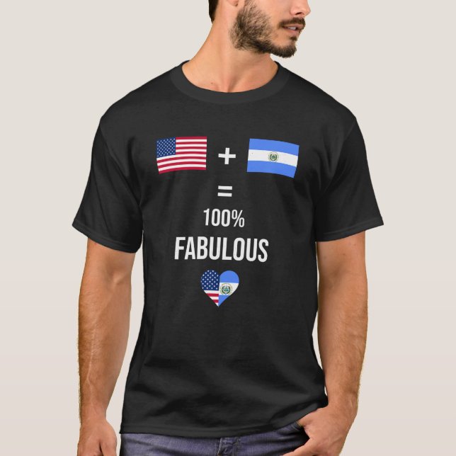 Camiseta El Salvador EE.UU. Banderas de camisas mitad salva (Anverso)