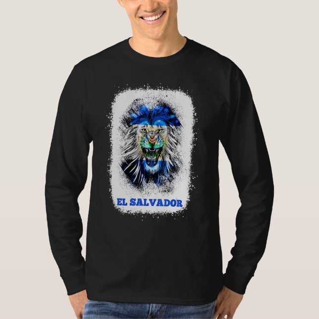 Camiseta El Salvador Flag With Lion Face Salvadoran Pride D (Anverso)