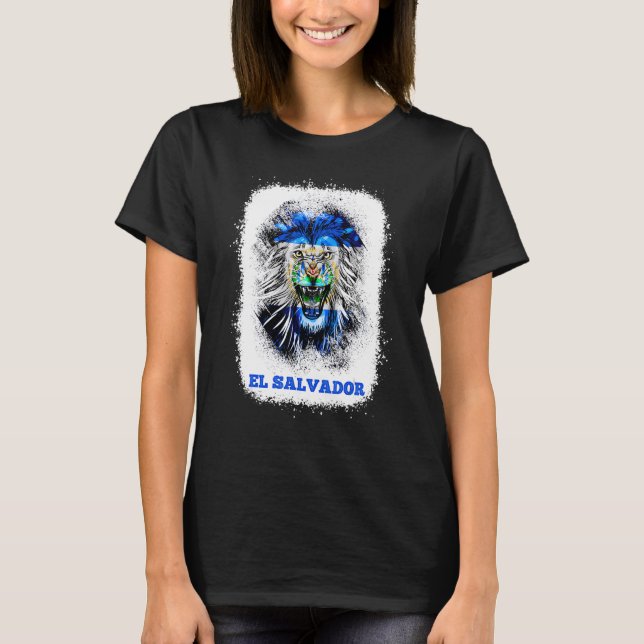 Camiseta El Salvador Flag With Lion Face Salvadoran Pride D (Anverso)