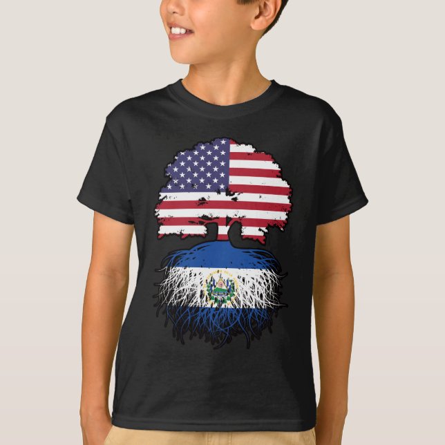 Camiseta El Salvador Raíces de Árboles EEUU salvadoreñas (Anverso)