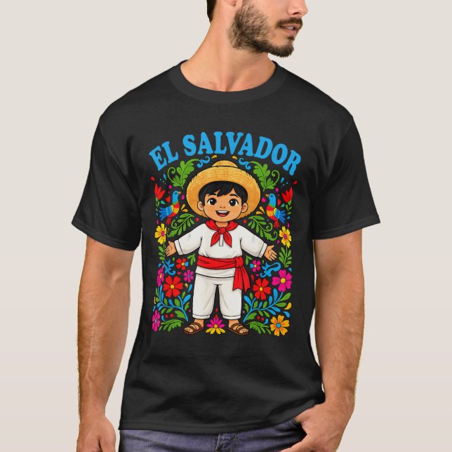 Camiseta El Salvador Salvadoran Boy Traditional Outfit Folk (Anverso)