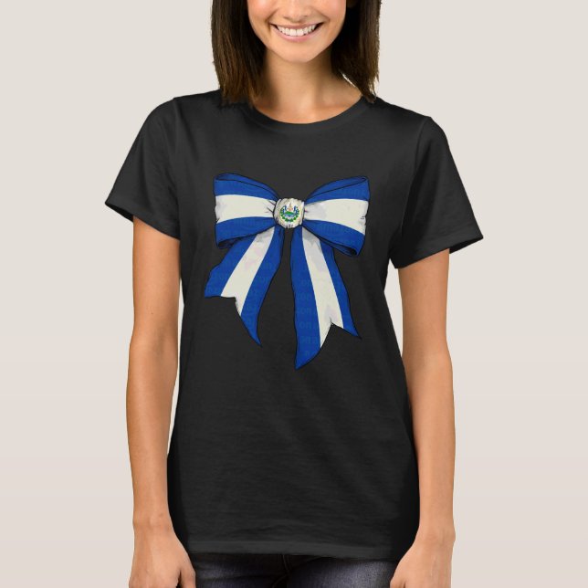Camiseta El Salvador Salvadoran Pride Flag Girl Coquette Bo (Anverso)