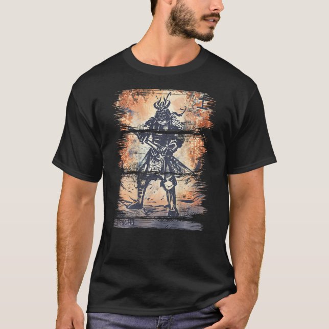 Camiseta El Samurai japonés Bushido Guerrero Katana vuelve  (Anverso)