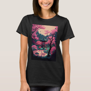 Camiseta El santuario del puente Cherry Blossom del jardín