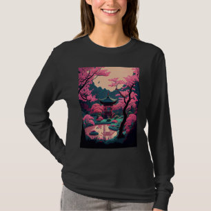 Camiseta El santuario del puente Cherry Blossom del jardín