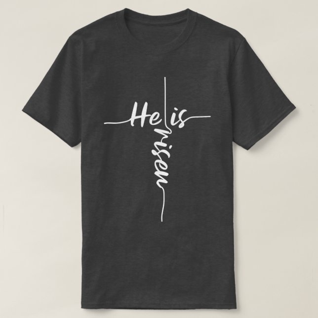 Camiseta Él Se Levanta Día De Pascua Jesús Cruza El Religio (Diseño del anverso)
