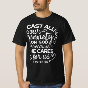 Camiseta Él se preocupa por ti – Frase Cristiana de Ánimo
