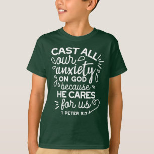Camiseta Él se preocupa por ti – Frase Cristiana de Ánimo