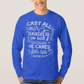 Camiseta Él se preocupa por ti – Frase Cristiana de Ánimo