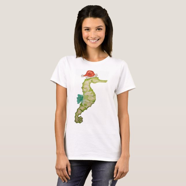 Camiseta El Seahorse en navidad náutico de un gorra de (Anverso completo)