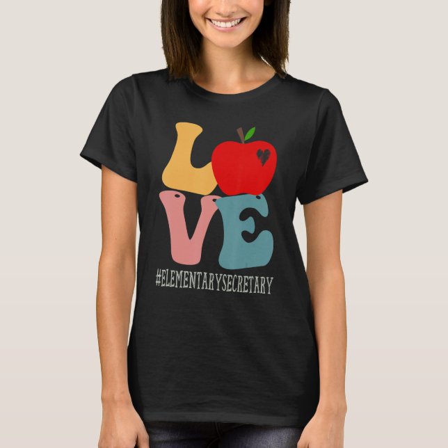 Camiseta El Secretario Elemental Love Apple Groovy Cute Bac (Anverso)