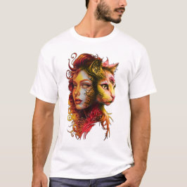 Camiseta El secreto de la simbiosis de una mujer y un gato,