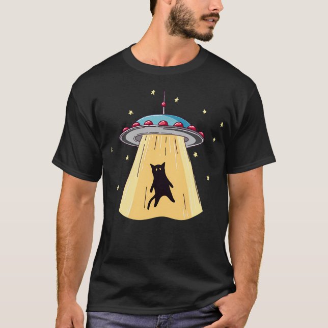 Camiseta El Secuestro De Gatos Alien Ufo Que Quiero Creer (Anverso)