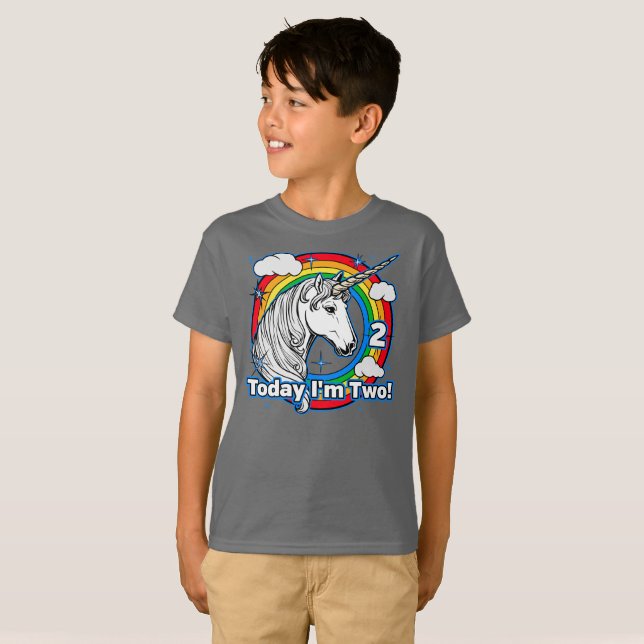Camiseta El segundo cumpleaños de Unicornio arcoiris hoy so (Anverso completo)