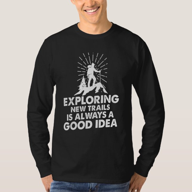 Camiseta El Senderismo En Ejecución Explorando Nuevos Sende (Anverso)