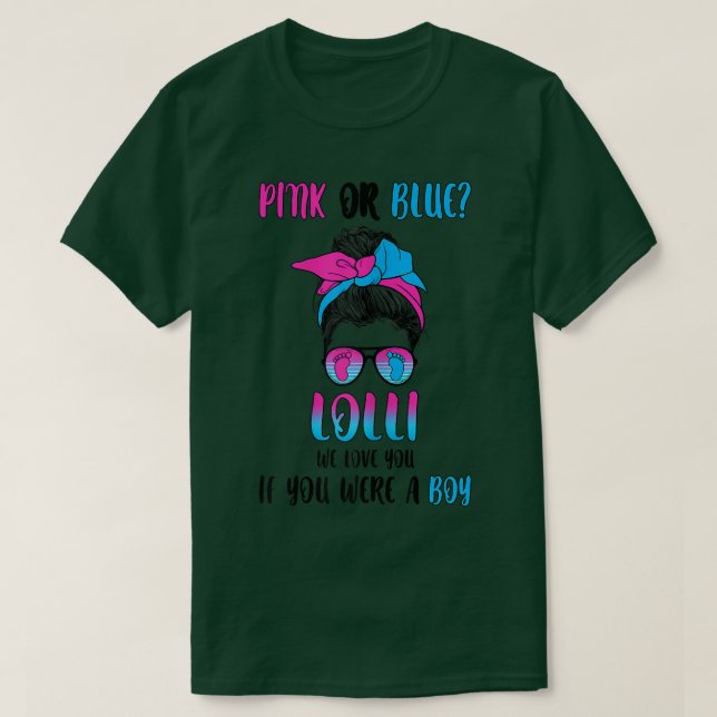 Camiseta El sexo femenino rosa o azul lolli revela fiesta (Diseño del anverso)