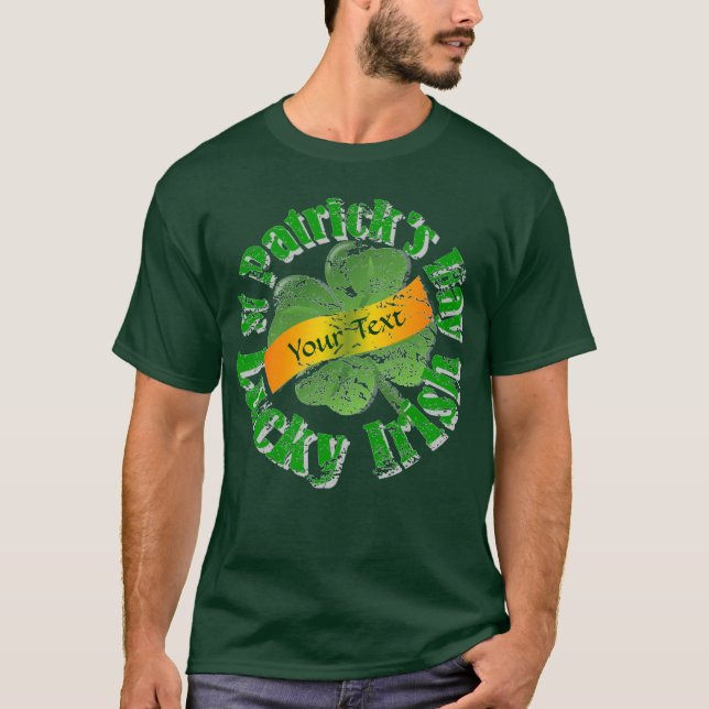 Camiseta El shamrock afortunado personalizado de St Patrick (Anverso)