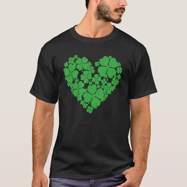 Camiseta El Shamrock verde irlandés Hear St Patrons Day Wom (Anverso)