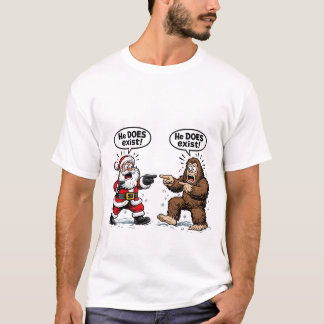 Camiseta ¡Él sí existe! Santa & Bigfoot