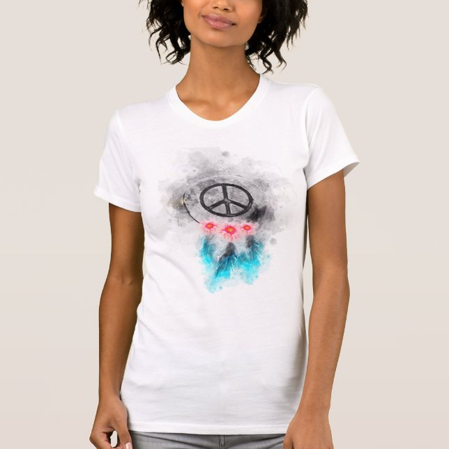 Camiseta El signo de la paz de la acuarela del Grunge del (Anverso)