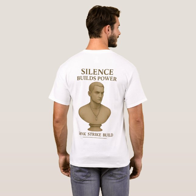 Camiseta El silencio construye poder – Piensa. Golpea. Cons (Reverso completo)