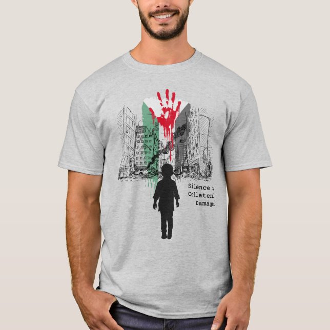 Camiseta El silencio es daño colateral – Solidaridad con Pa (Anverso)