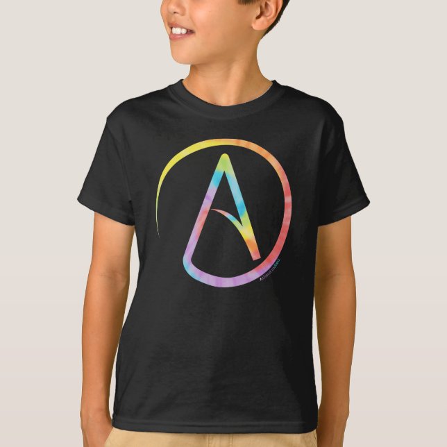 Camiseta El símbolo ateo del teñido anudado embroma la (Anverso)