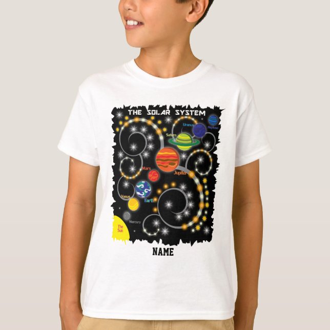 Camiseta El sistema solar, los planetas, el espacio persona (Anverso)