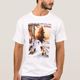 Camiseta El Sledding y esquí en el poster de los Vosgos