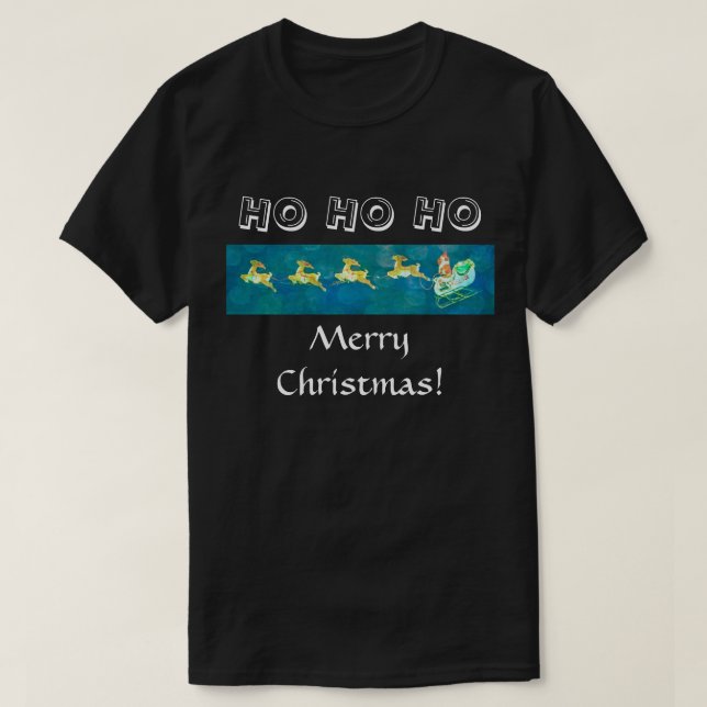 Camiseta El Sleigh de Santa sobre negro (Diseño del anverso)