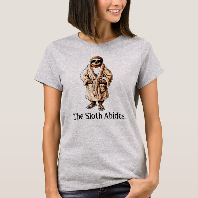 Camiseta El Sloth Abides. Eslogan de escalada (Anverso)