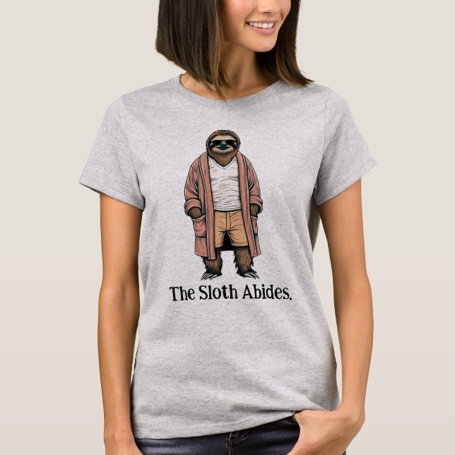 Camiseta El Sloth Abides. Eslogan de escalada (Anverso)