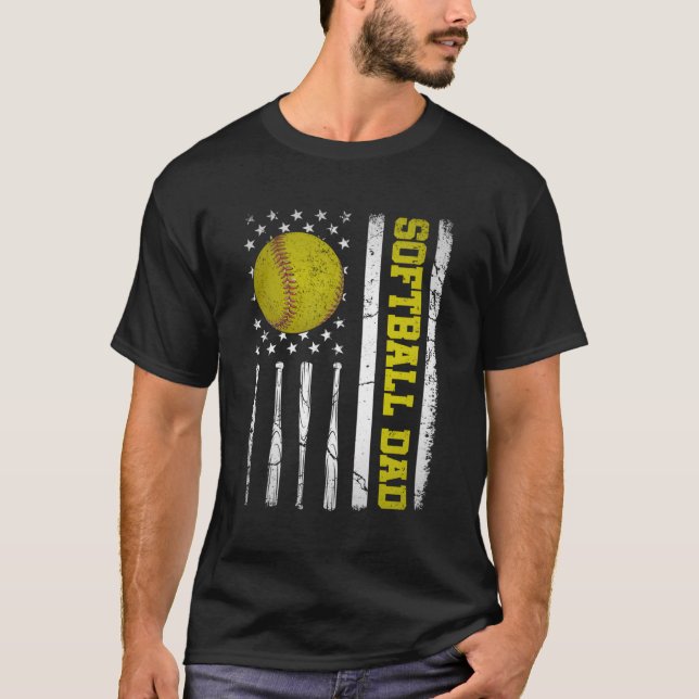 Camiseta El Softball Papá Noel La Bandera Estadounidense Pa (Anverso)