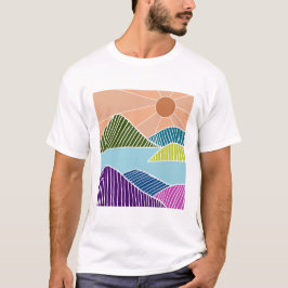 Camiseta El sol sobre un río y un paisaje montañoso