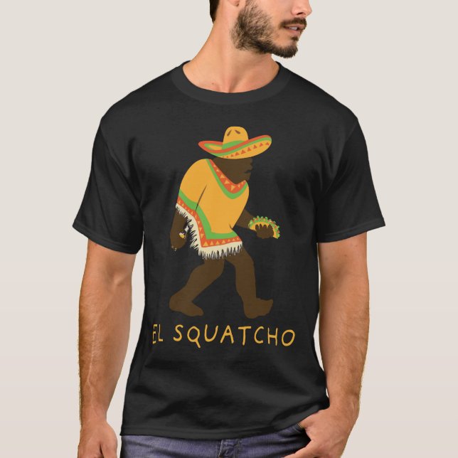 Camiseta El Squatcho Bigfoot Con Taco Beer Pacho Sombrero (Anverso)
