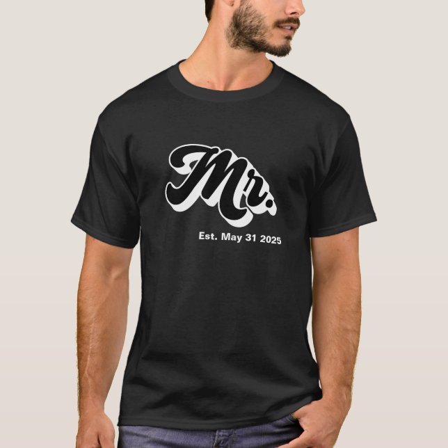 Camiseta El Sr. White Modern Script Custom Wedding (Anverso)
