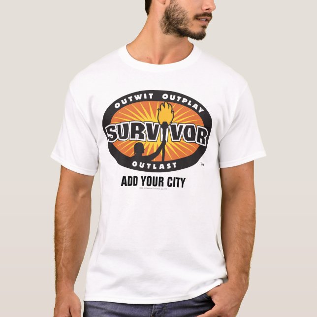 Camiseta El superviviente/añade su ciudad (Anverso)