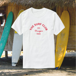 Camiseta El Surf Club Personalizado Red Escudo Surfers Whit