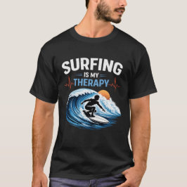 Camiseta El surf es mi terapia Océano Surfista Latido del c