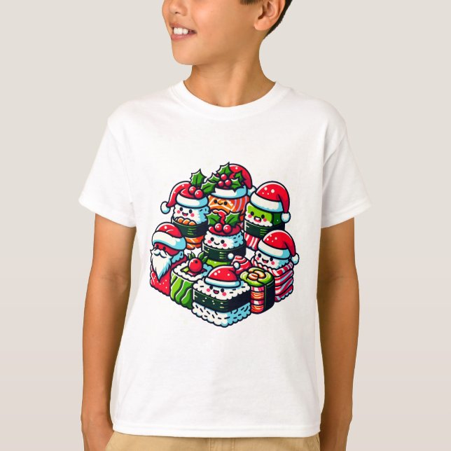 Camiseta El sushi de Santa Delight Funny Navidades arte (Anverso)