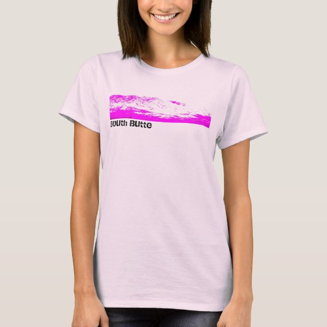 Camiseta El T de la montaña de las mujeres rosadas y (Anverso)