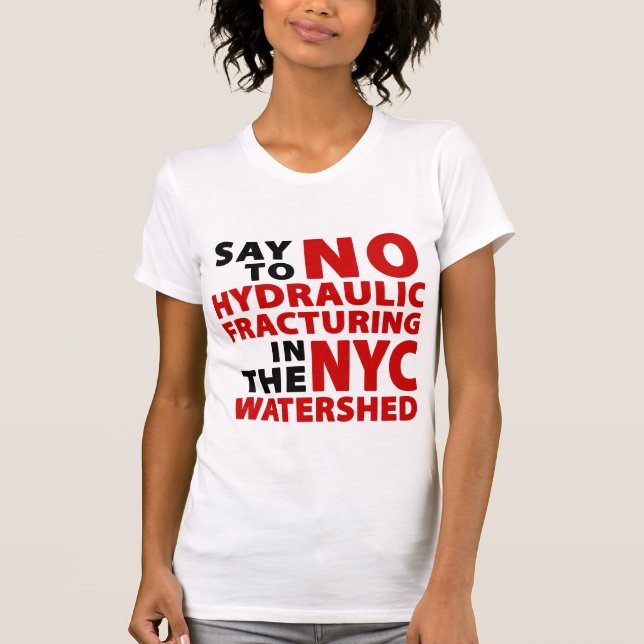 Camiseta El T de ningunas de Fracking NYC mujeres de la (Anverso)