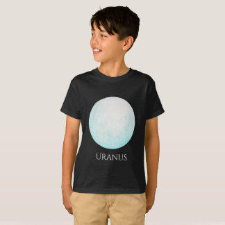 Camiseta El T del niño de la acuarela del planeta de Urano