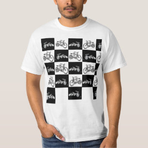 Camiseta el tablero de damas monta en bicicleta (estilo de