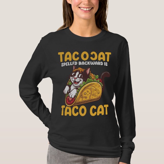 Camiseta El TacoCat felino gracioso en la línea dorsal es g (Anverso)